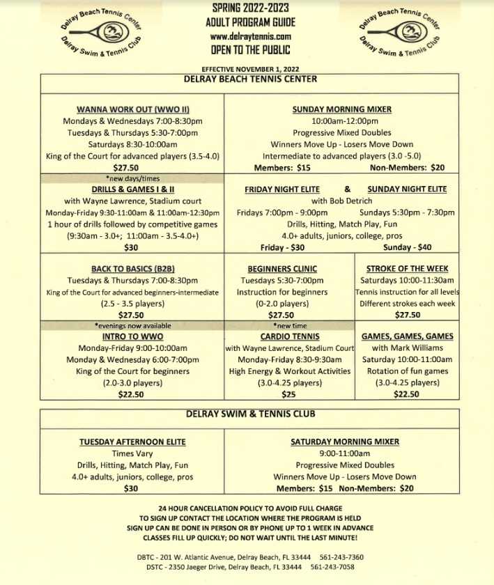 Events Calendar - Delray Beach Tennis Center