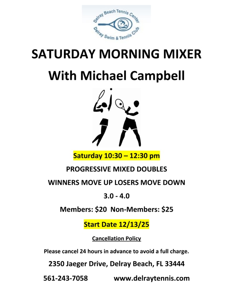 Saturday Morning Mixer Delray Tennis