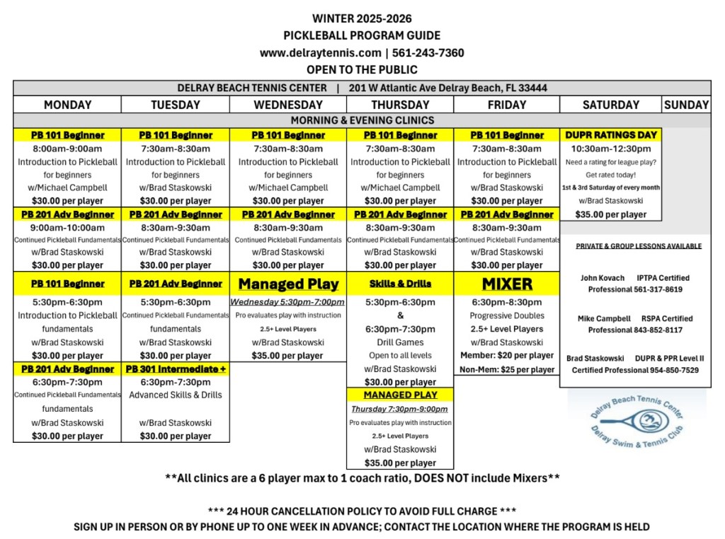 Pickleball Program 2026