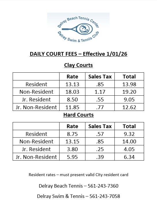 Tennis Daily Court Rates 