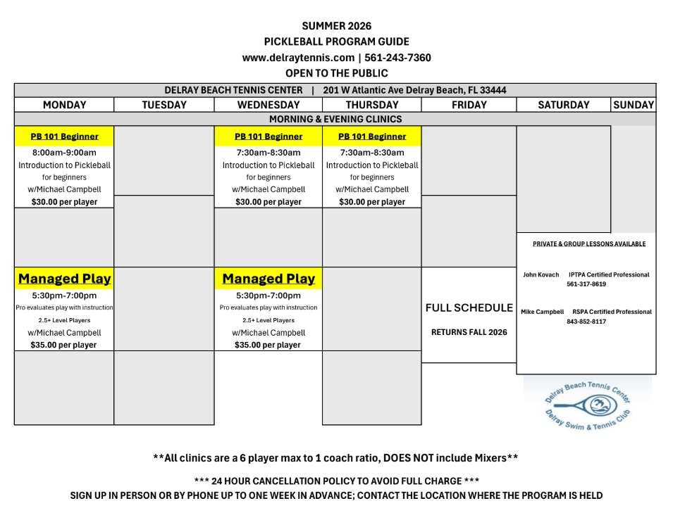 Pickleball Program Delray