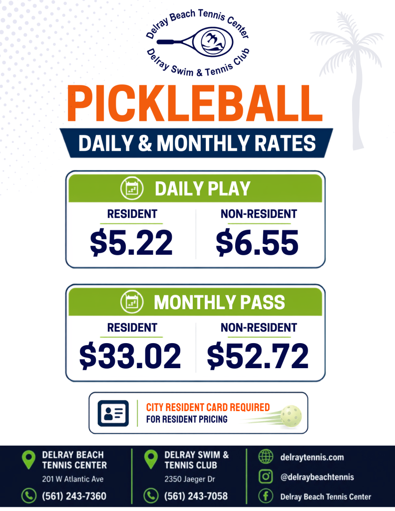 Pickleball Rates - Delray Tennis